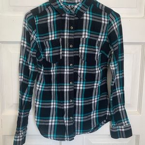 SO blue black plaid button-up shirt Small